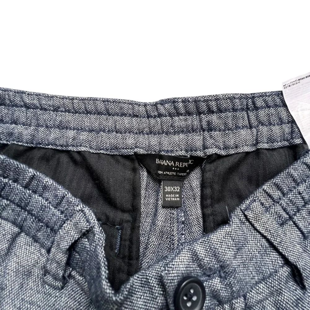Banana Republic Mason Athletic Tapered Linen Cotton Pants Blue 30x32